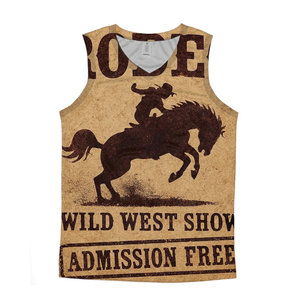 Old West Rodeo Handbill With Faded Ink Stamp cotton sleeveless tops