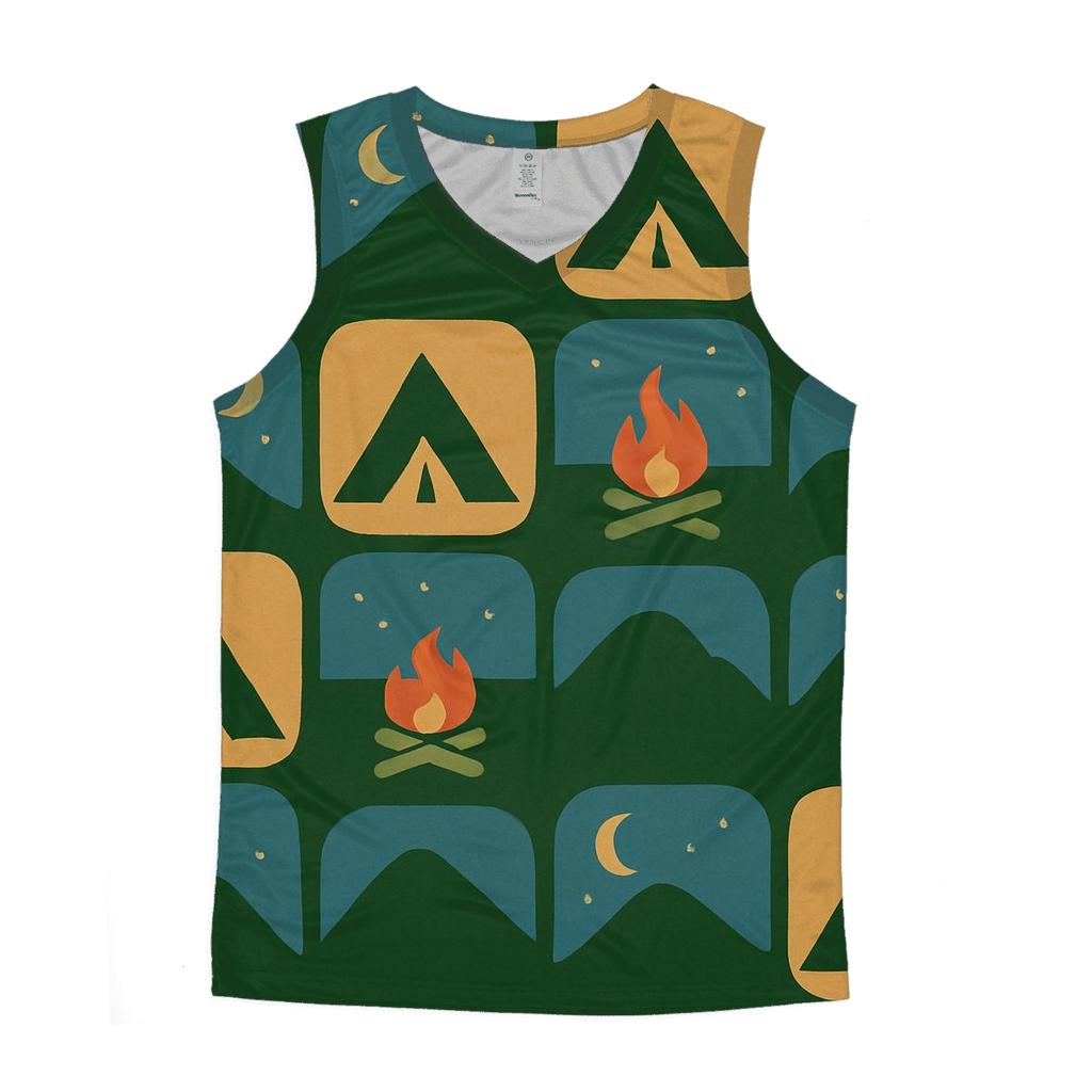 Campfire Patchwork Mountain Shapes graphic print tank tops