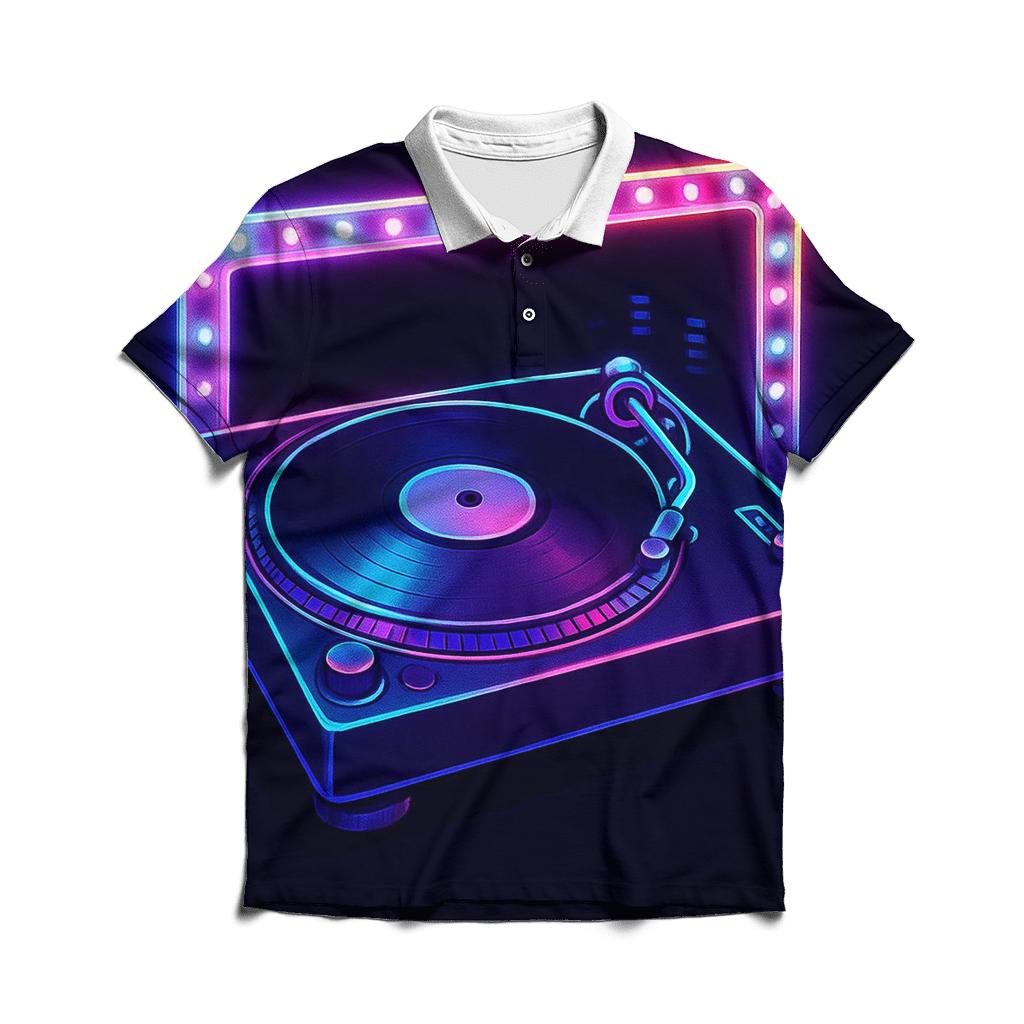 Neon Marquee Turntable branded logo polo shirts