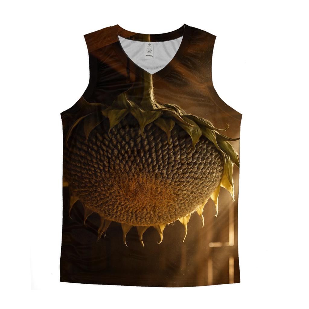 Sunflower Head With Pollinator Traces In A Drying Barn custom tank tops