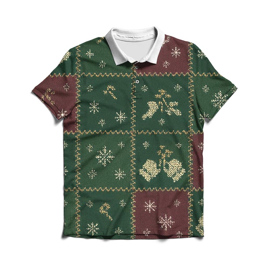 Mistletoe Mittens Patchwork Parade Design custom polo shirts