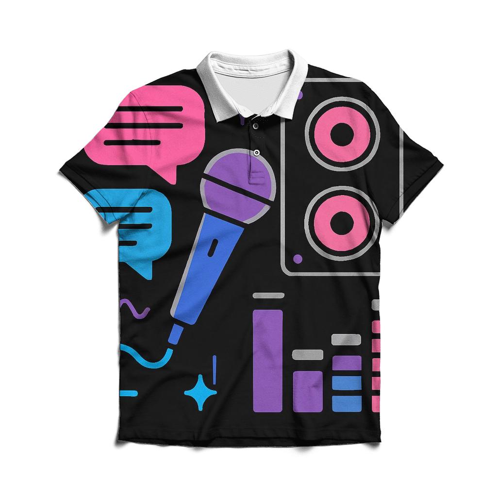 Chrome Karaoke Night Icons stylish collar polo tees