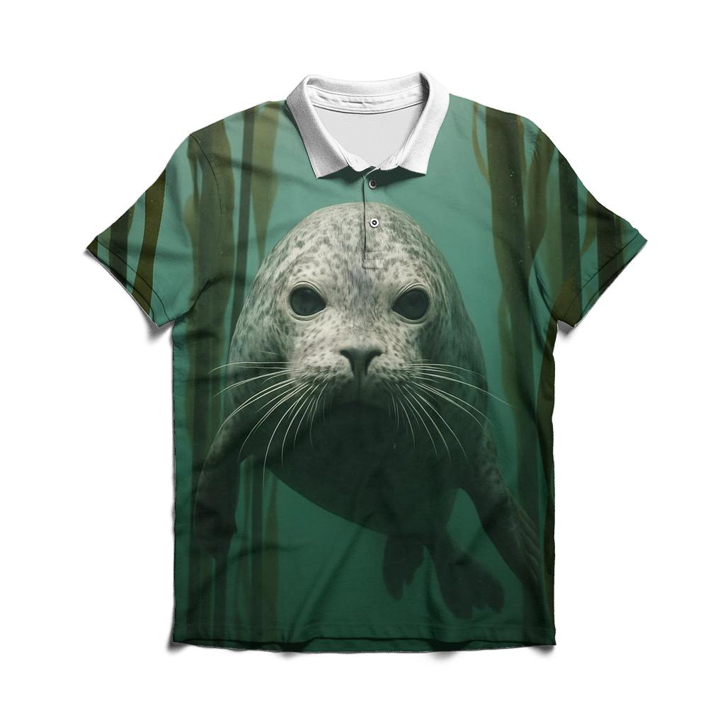 Kelp Forest Harbor Seal Thread casual sports polo shirts