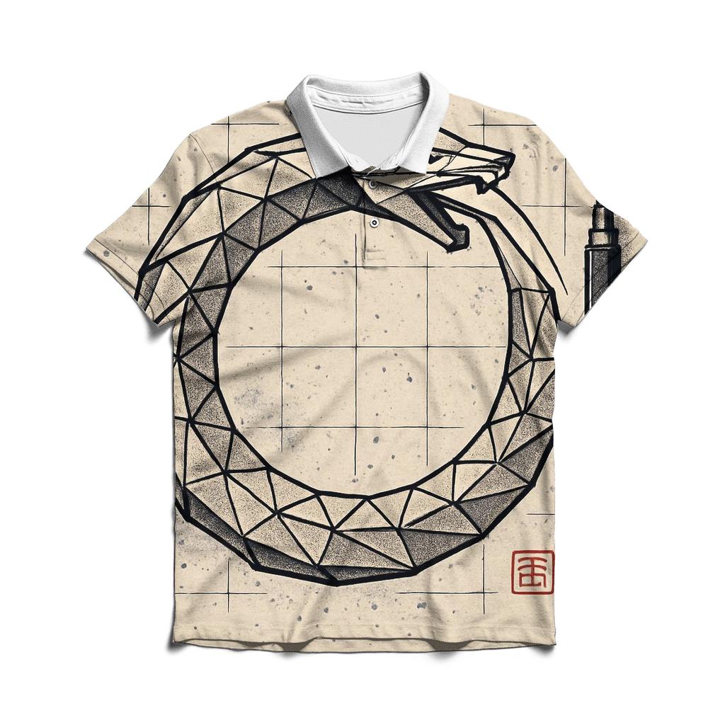 Origami Paper Ouroboros Study Crest stylish collar polo tees