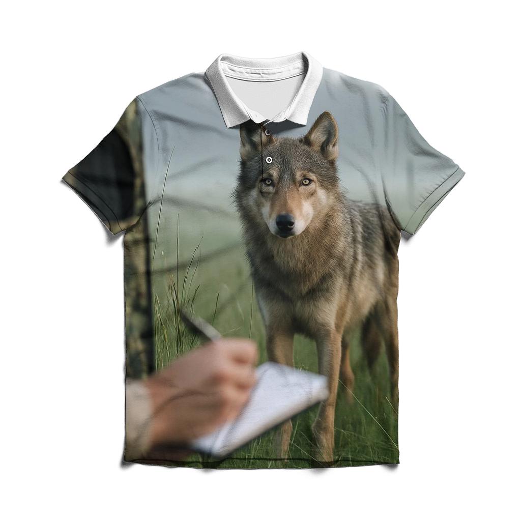 Wolf Observed By Biologists From A Hidden Blind classic pique polos
