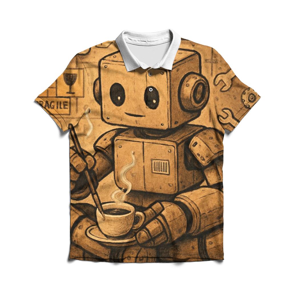 Cardboard Mech Coffee Break stylish collar polo tees