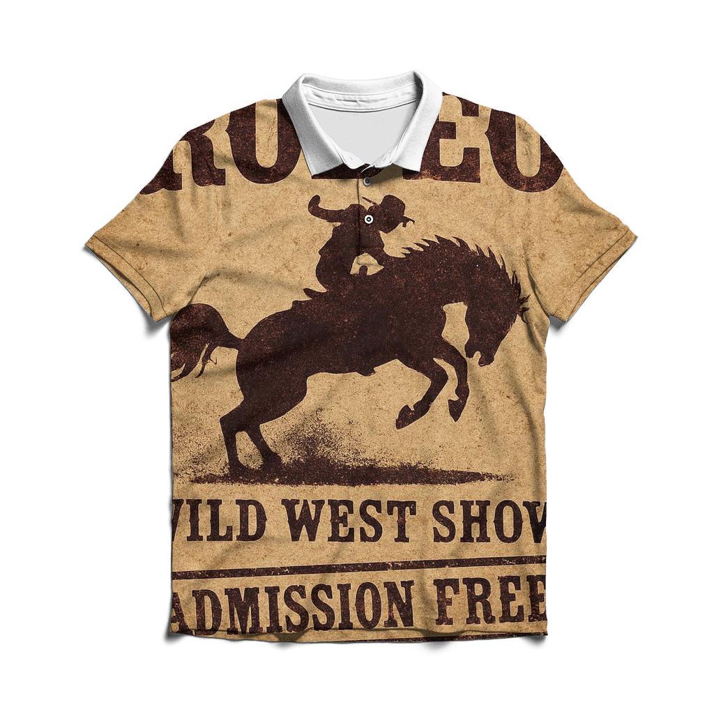 Old West Rodeo Handbill With Faded Ink Stamp branded logo polo shirts