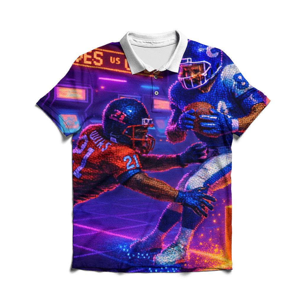 Neon Arcade End Zone Showdown stylish collar polo tees