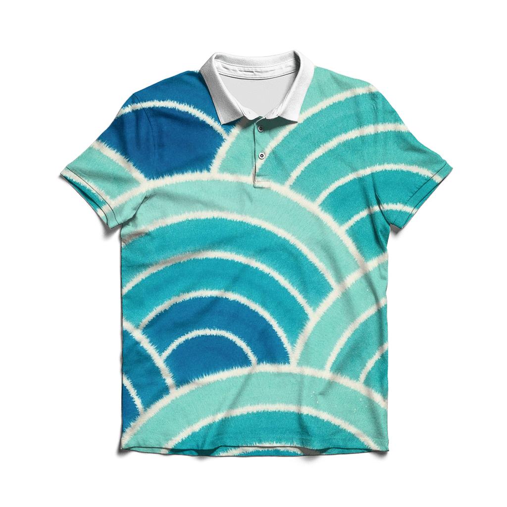Shibori Fan Fold Tidal Wave Arcs designer slim fit polos