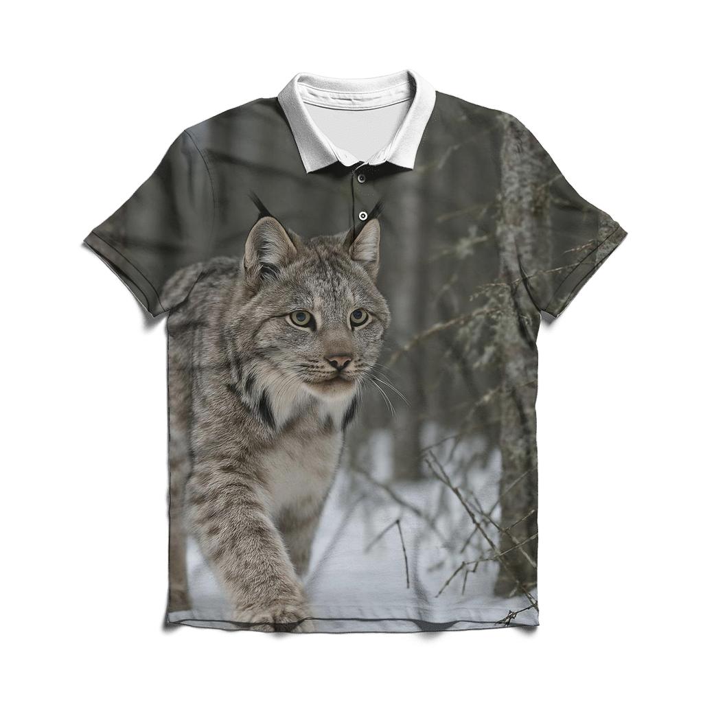 Lichen Drift Lynx In Boreal Snow stylish collar polo tees