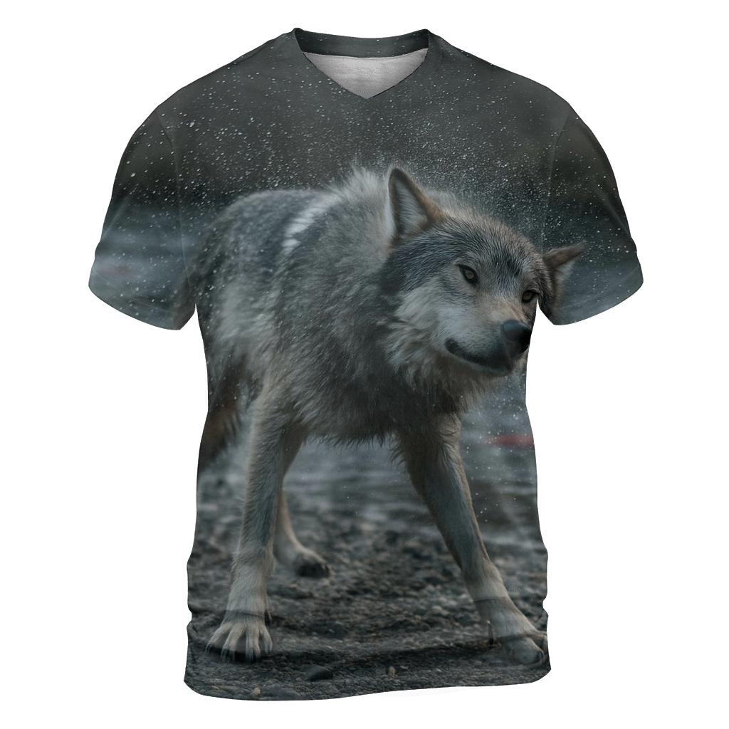 Wolf Shaking Off River Water Beside Salmon Spawning Channel statement graphic shirts