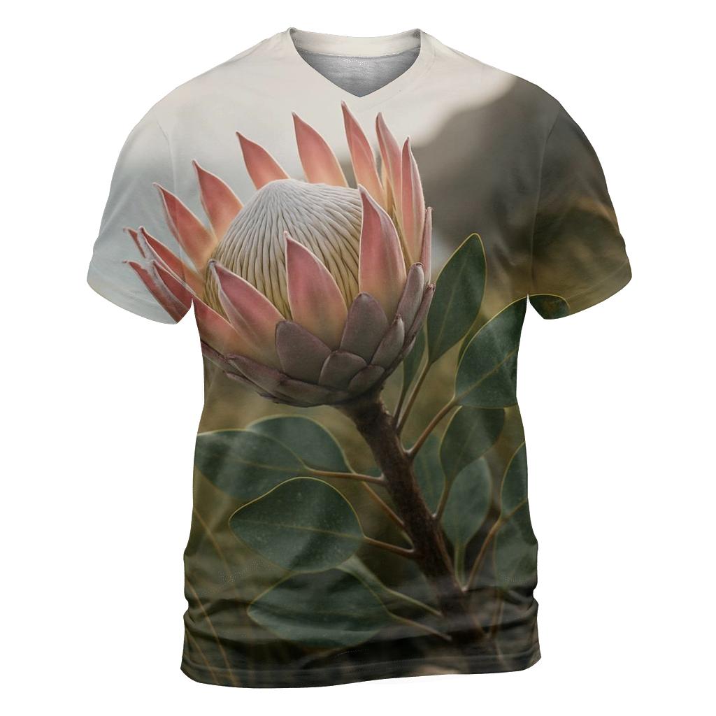 Protea Study On A Windy Coastal Cliff vibrant all-over design tees