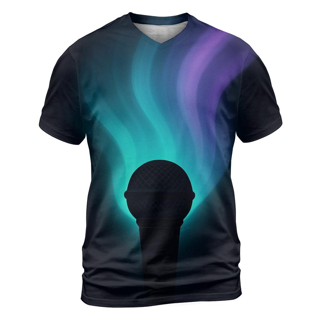 Microphone Aurora Glow creative print fashion shirts
