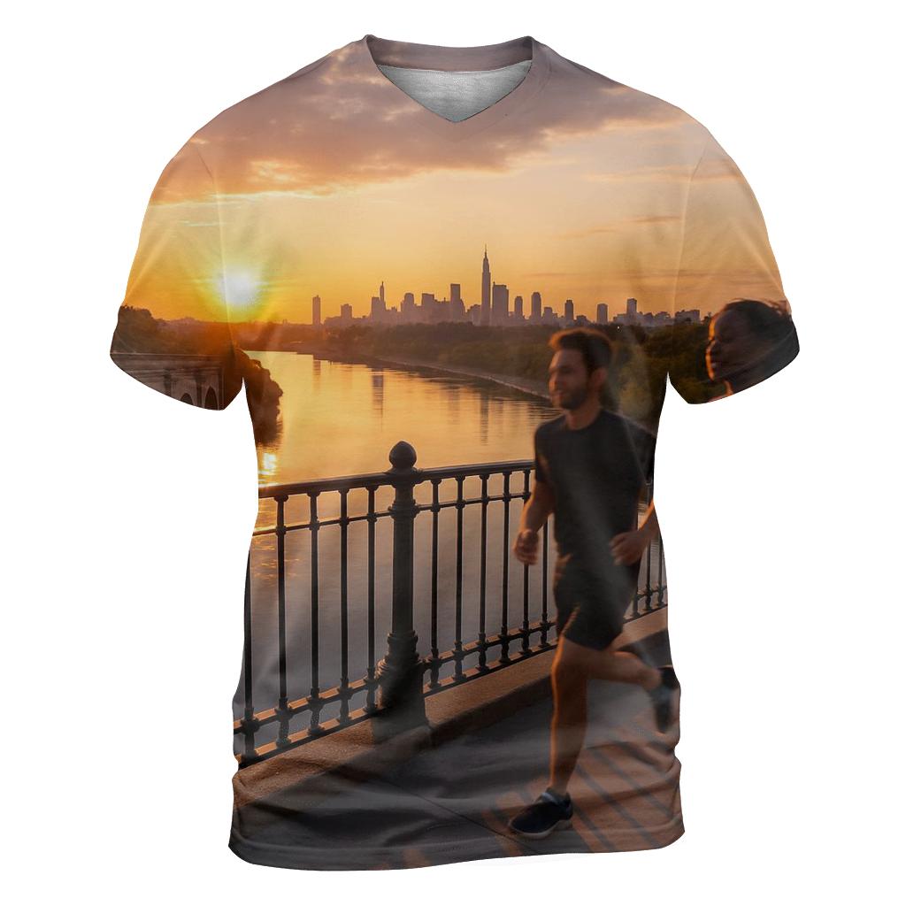 Harlem River Sunset From High Bridge Walkway statement graphic shirts