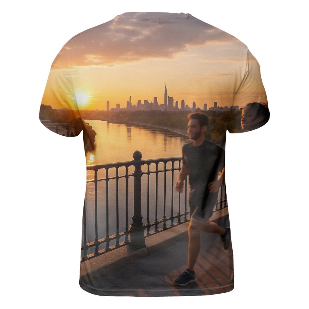 Harlem River Sunset From High Bridge Walkway statement graphic shirts