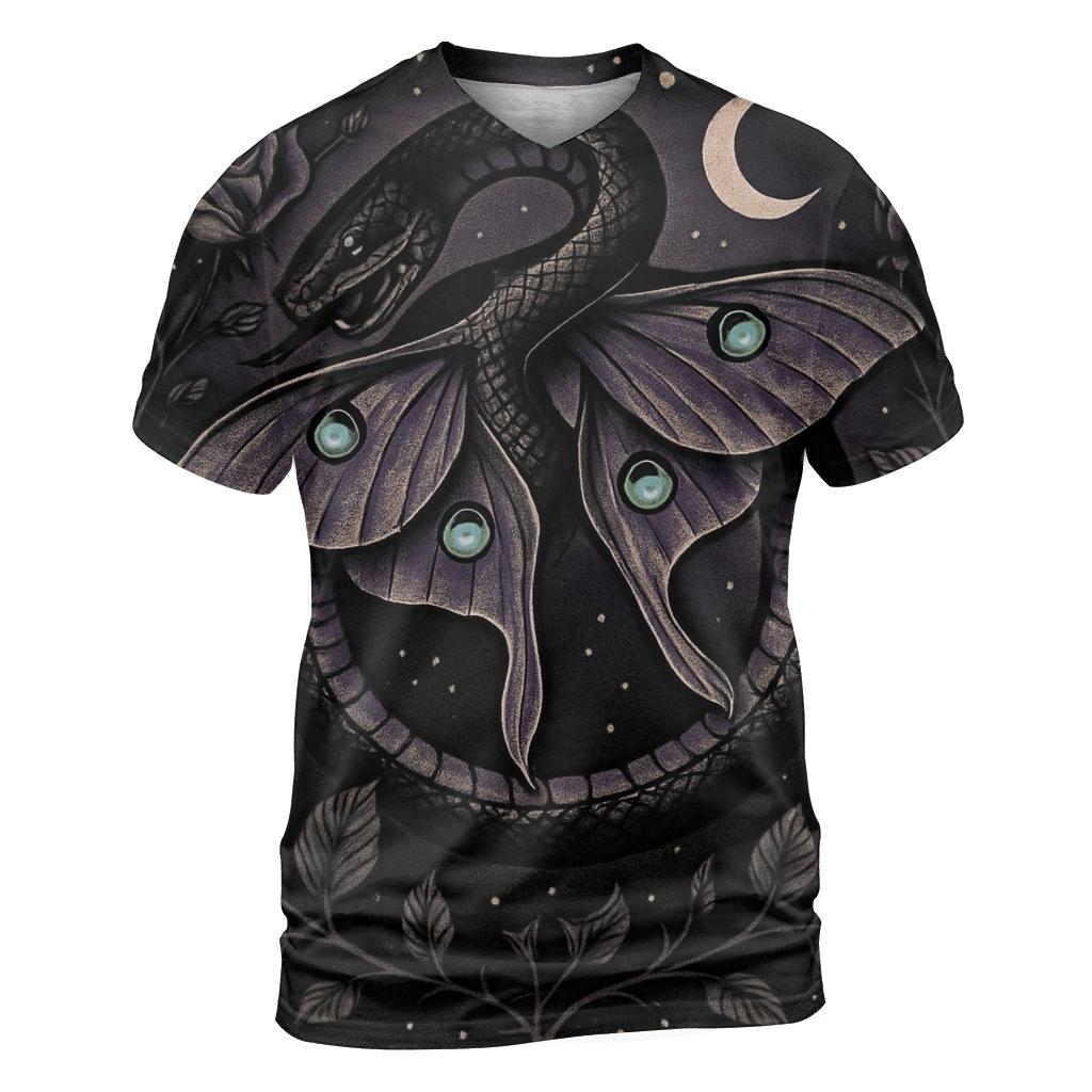 Midnight Garden Ouroboros With Moth Wings custom all-over print shirts