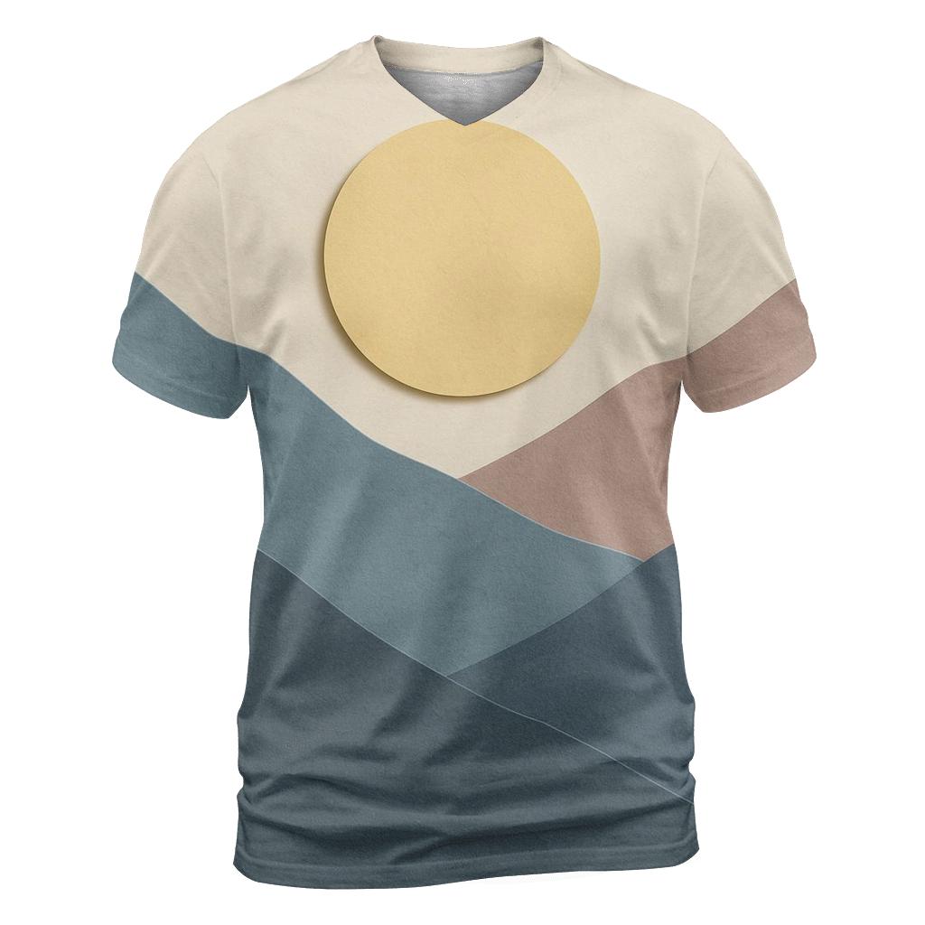 Mountain Paper Cut Sunrise Stack creative print fashion shirts