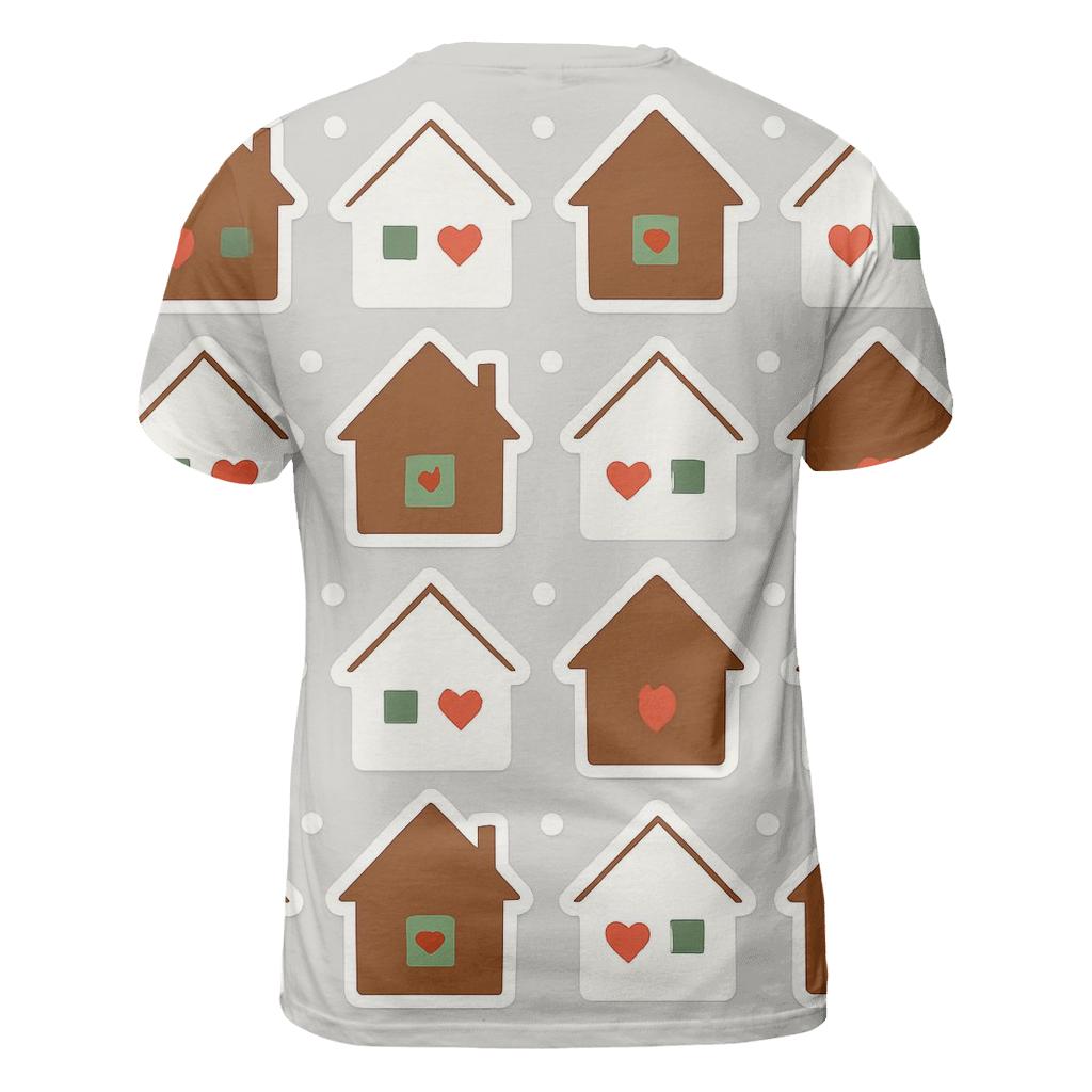 Gingerbread House Icon Grid vibrant all-over design tees