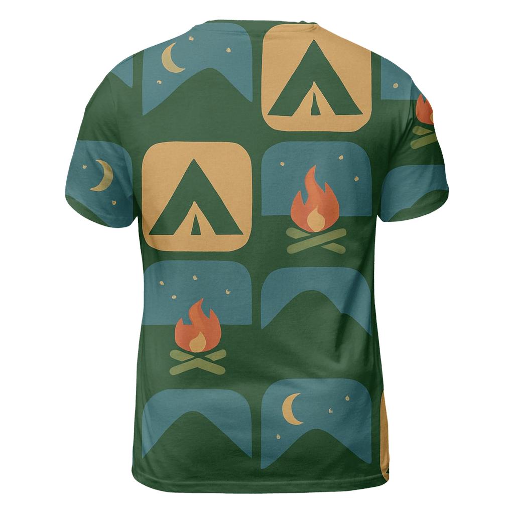 Campfire Patchwork Mountain Shapes artistic all-over print tops