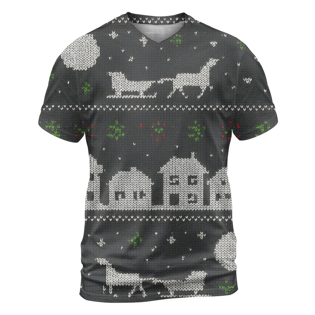 Sleigh Skyline Night Panel Design artistic all-over print tops