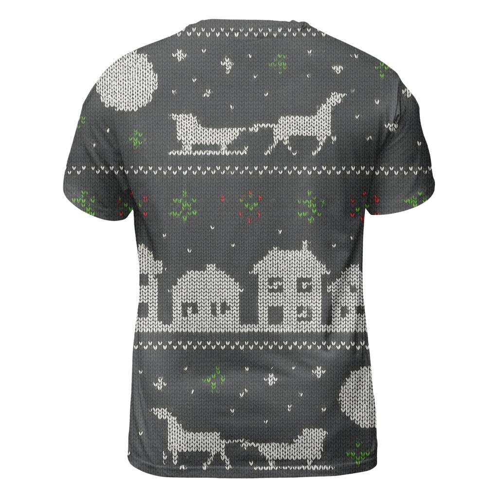 Sleigh Skyline Night Panel Design artistic all-over print tops