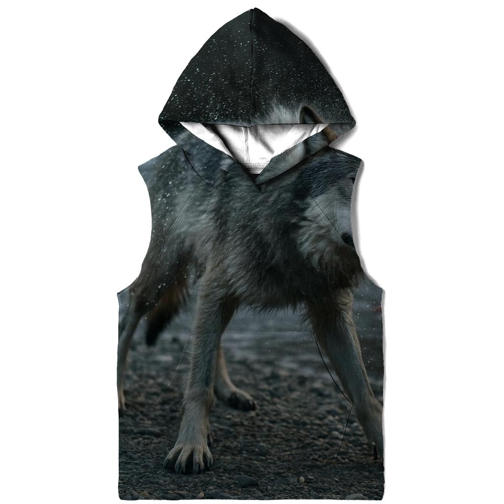 Wolf Shaking Off River Water Beside Salmon Spawning Channel heavyweight hoodies