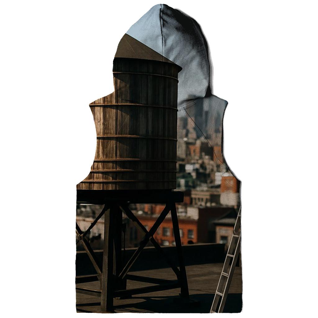 Chinatown Rooftop Water Tower With Downtown In Distance printed hoodies