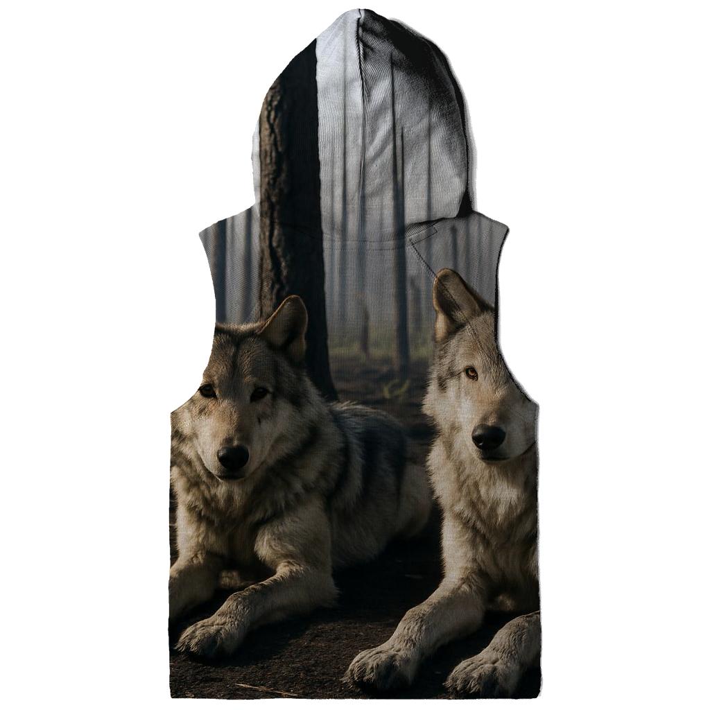 Wolves Resting In A Burn Scar Forest One Year After Wildfire embroidered hoodies