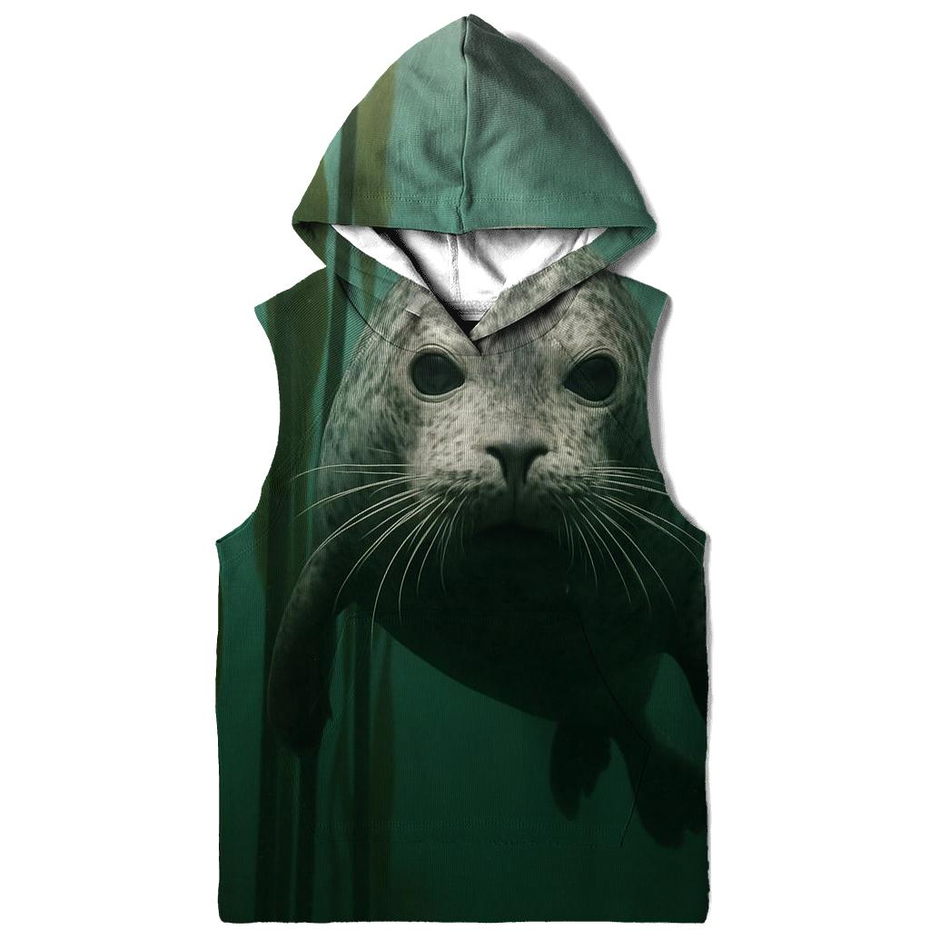 Kelp Forest Harbor Seal Thread embroidered hoodies