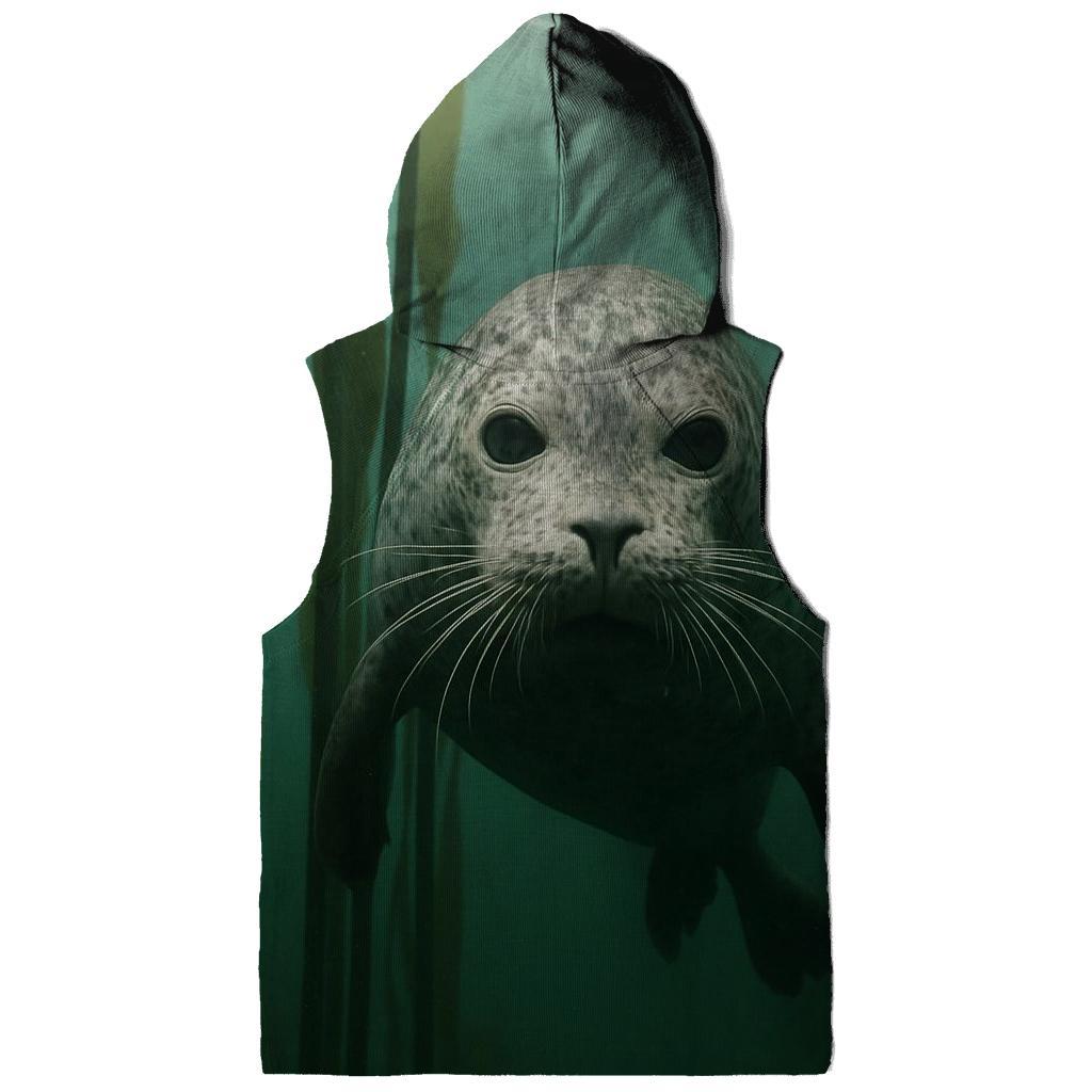 Kelp Forest Harbor Seal Thread embroidered hoodies