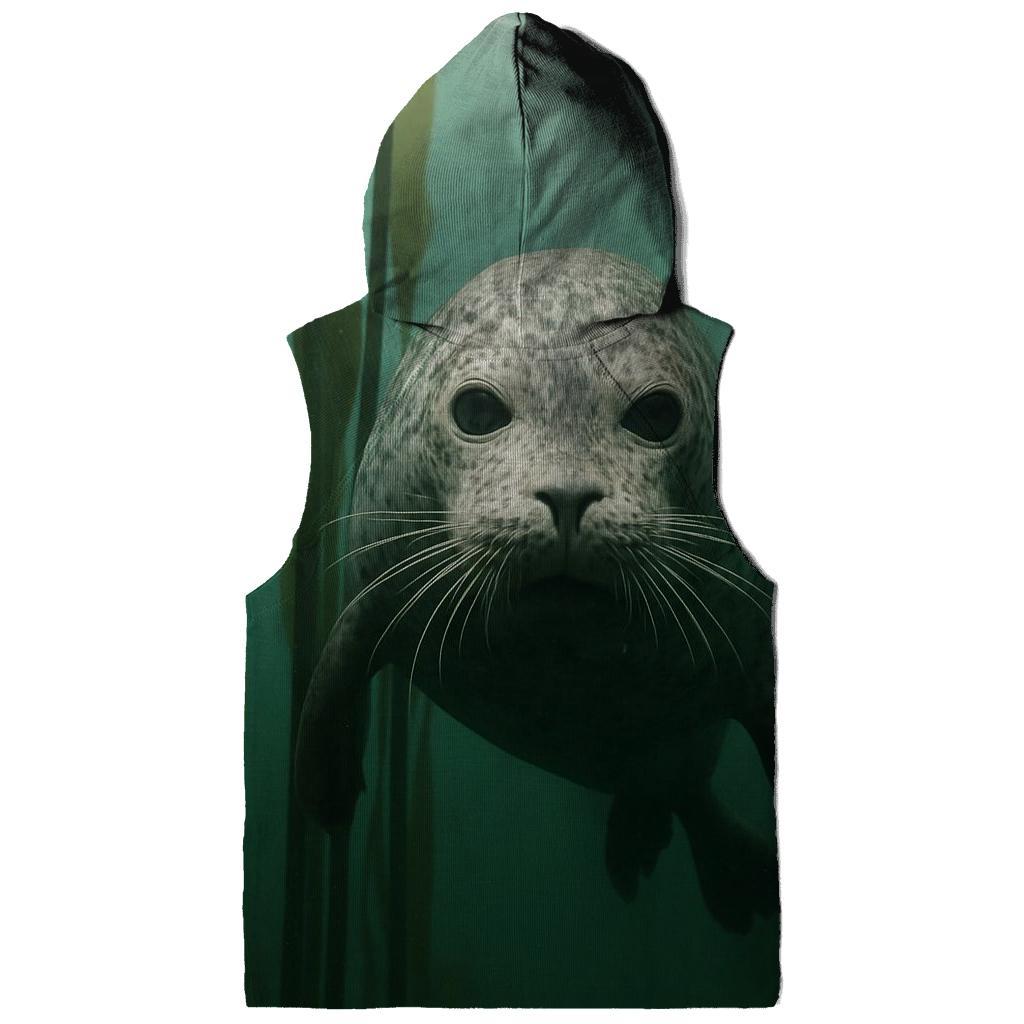 Kelp Forest Harbor Seal Thread embroidered hoodies
