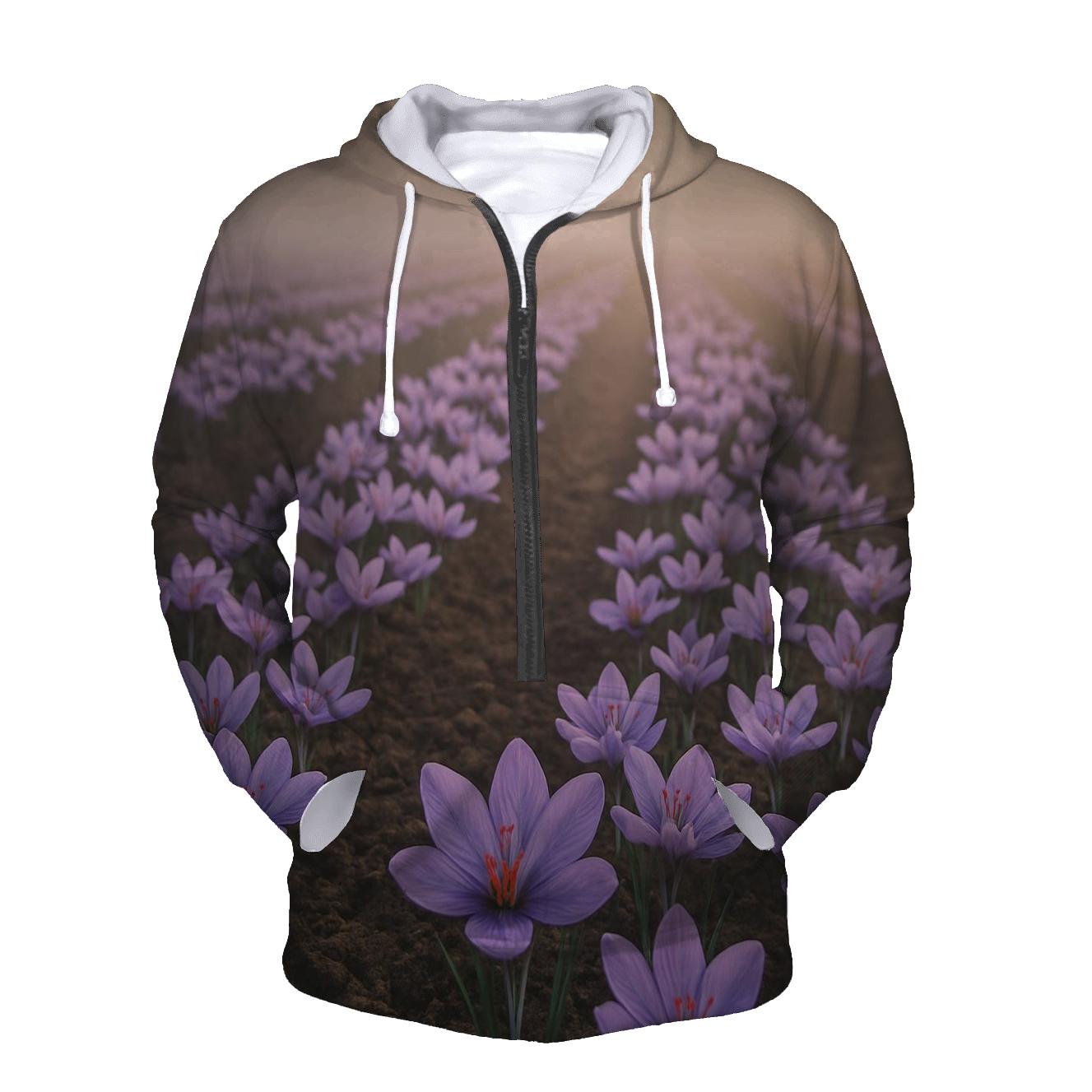 Saffron Crocus Harvest Rows At First Light graphic hoodies