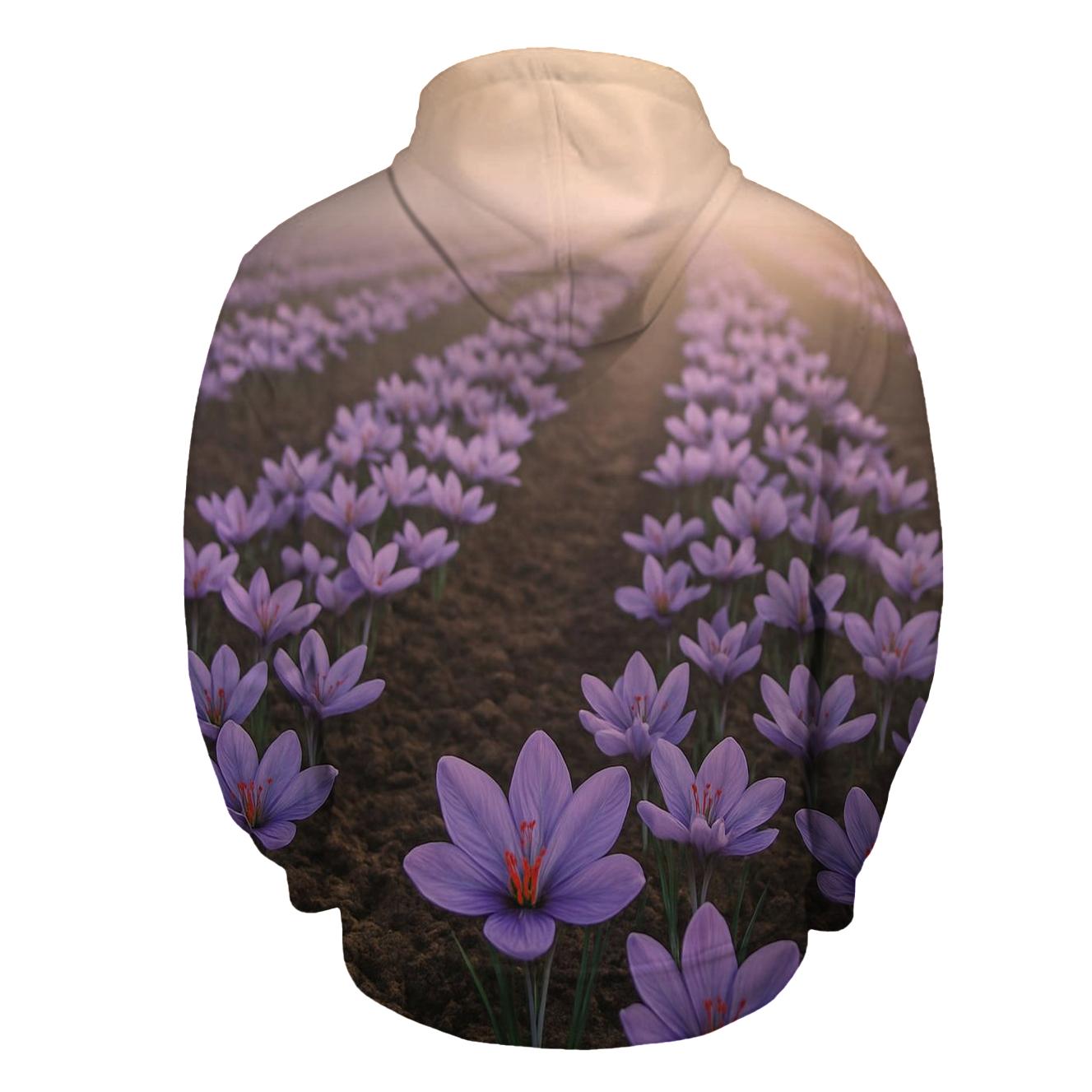 Saffron Crocus Harvest Rows At First Light graphic hoodies