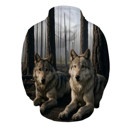 Wolves Resting In A Burn Scar Forest One Year After Wildfire designer hoodies