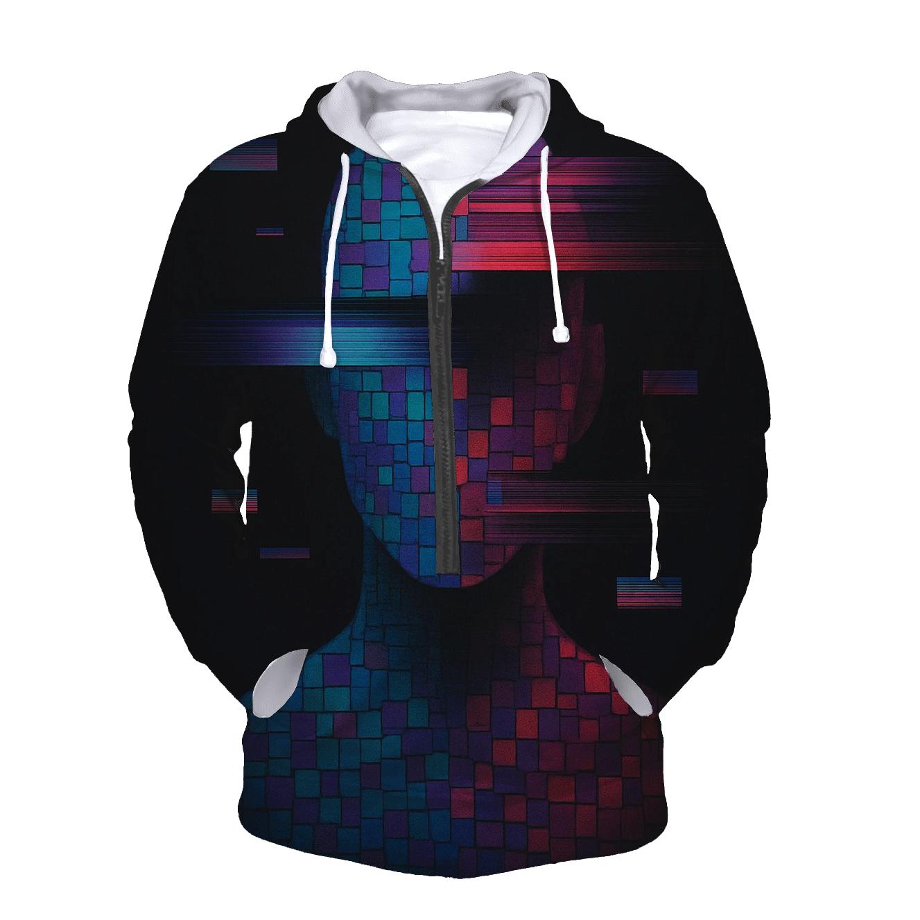 Glitch Mosaic Portrait Silhouette graphic hoodies