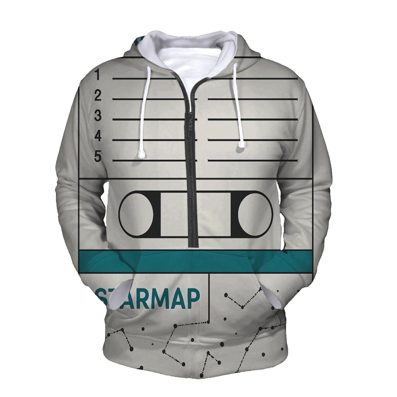 Cassette J Card Star Map graphic hoodies