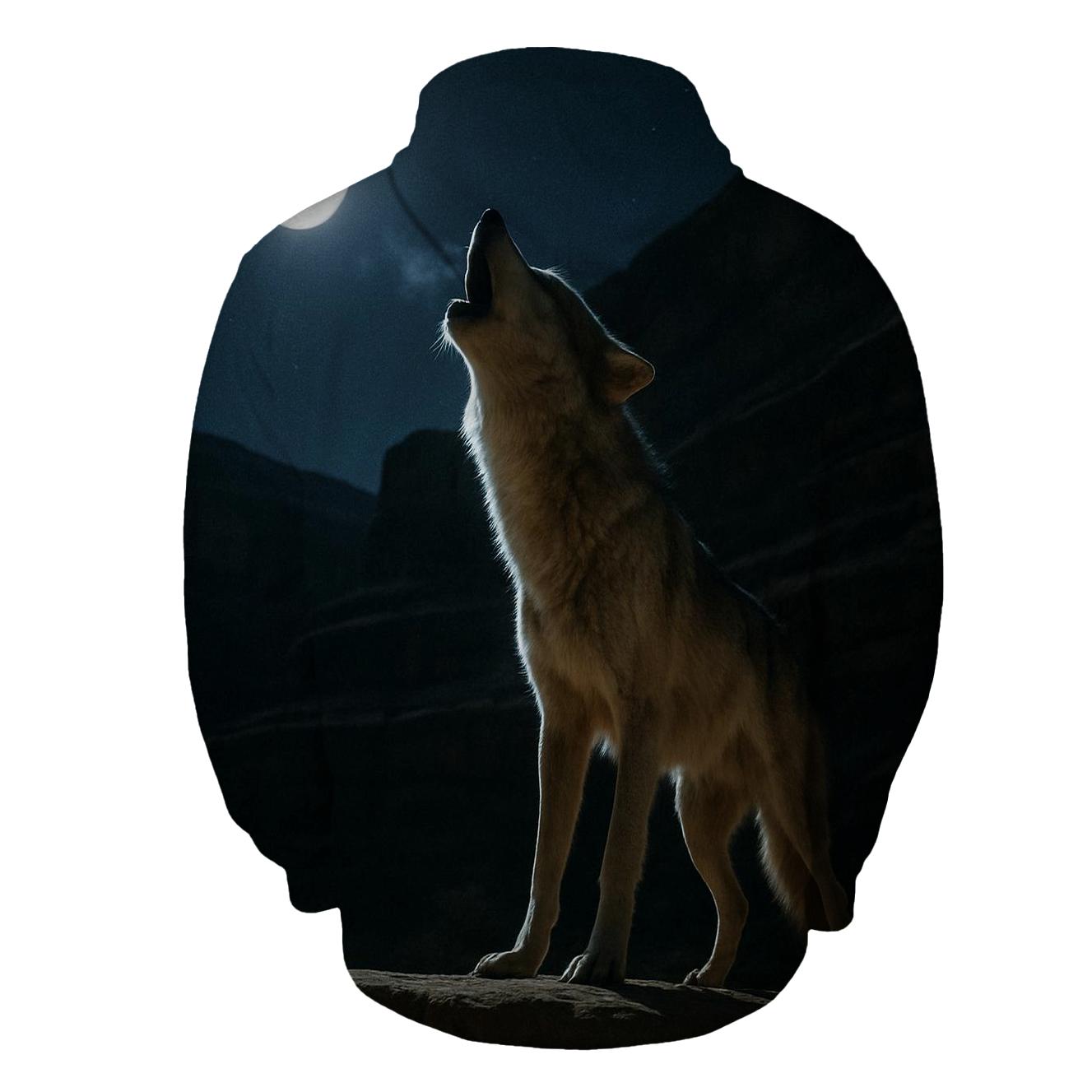 Wolf Howling Under A Full Moon In A Desert Canyon hoodies fashion