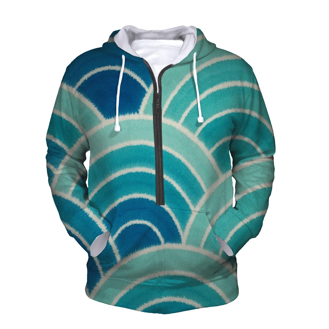 Shibori Fan Fold Tidal Wave Arcs hoodie designs