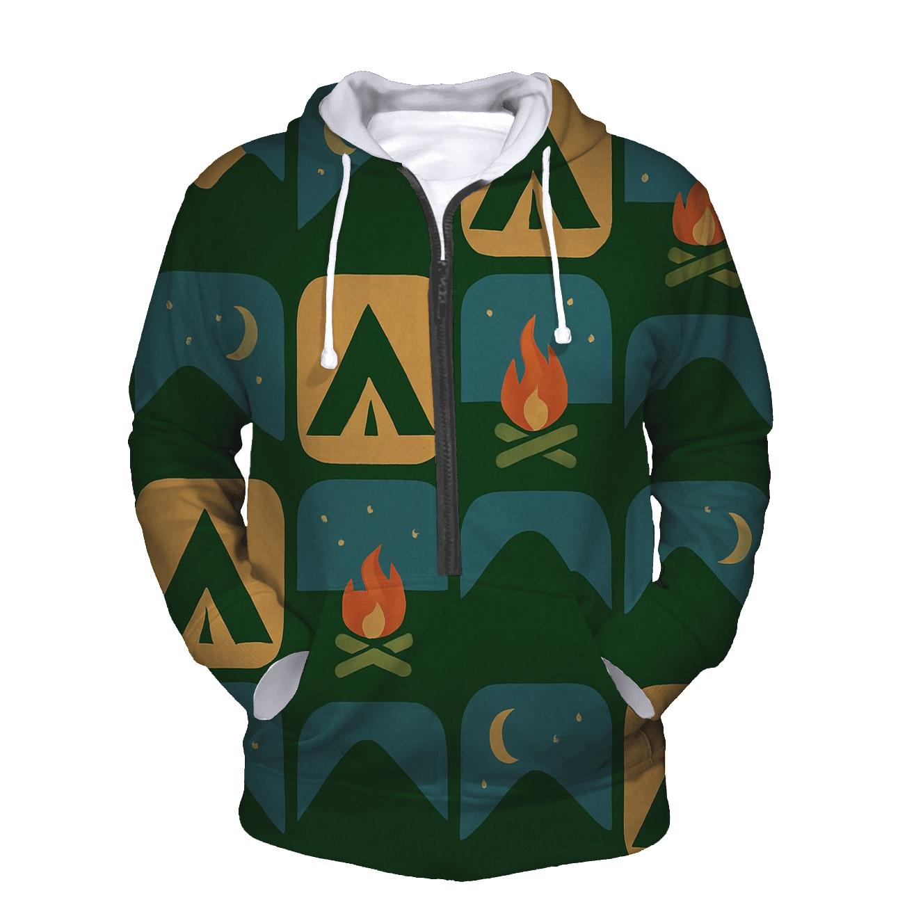 Campfire Patchwork Mountain Shapes designer hoodies