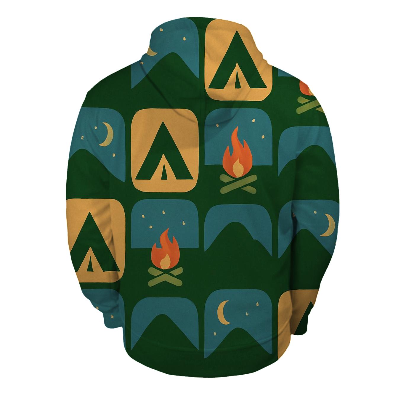 Campfire Patchwork Mountain Shapes designer hoodies