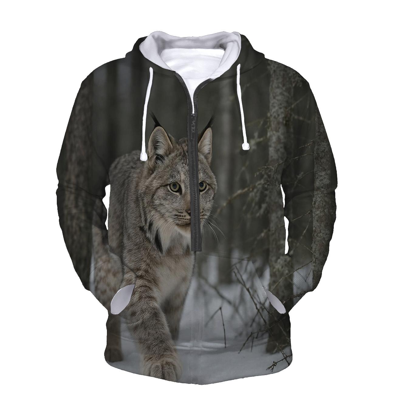 Lichen Drift Lynx In Boreal Snow custom hoodies