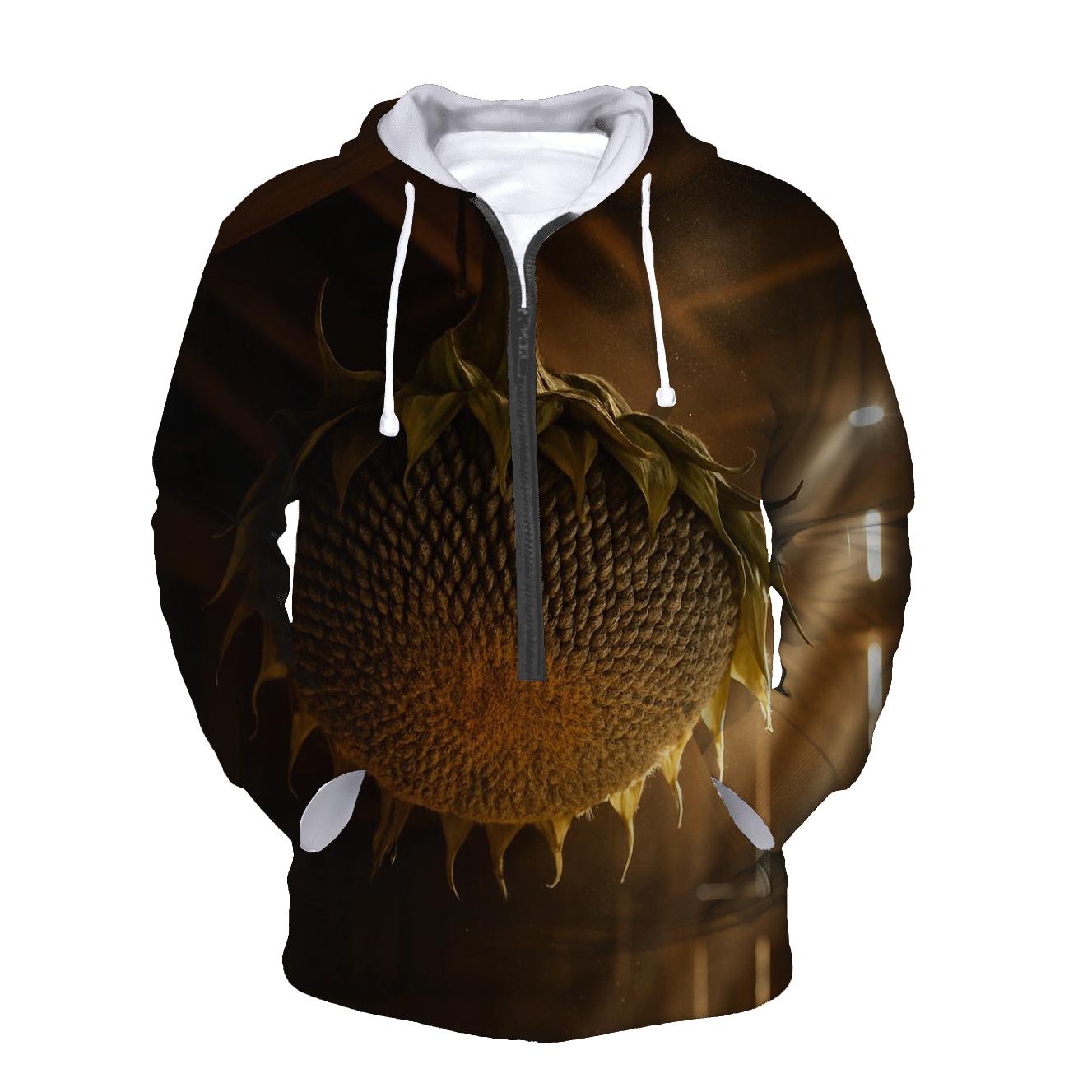 Sunflower Head With Pollinator Traces In A Drying Barn hoodie styles