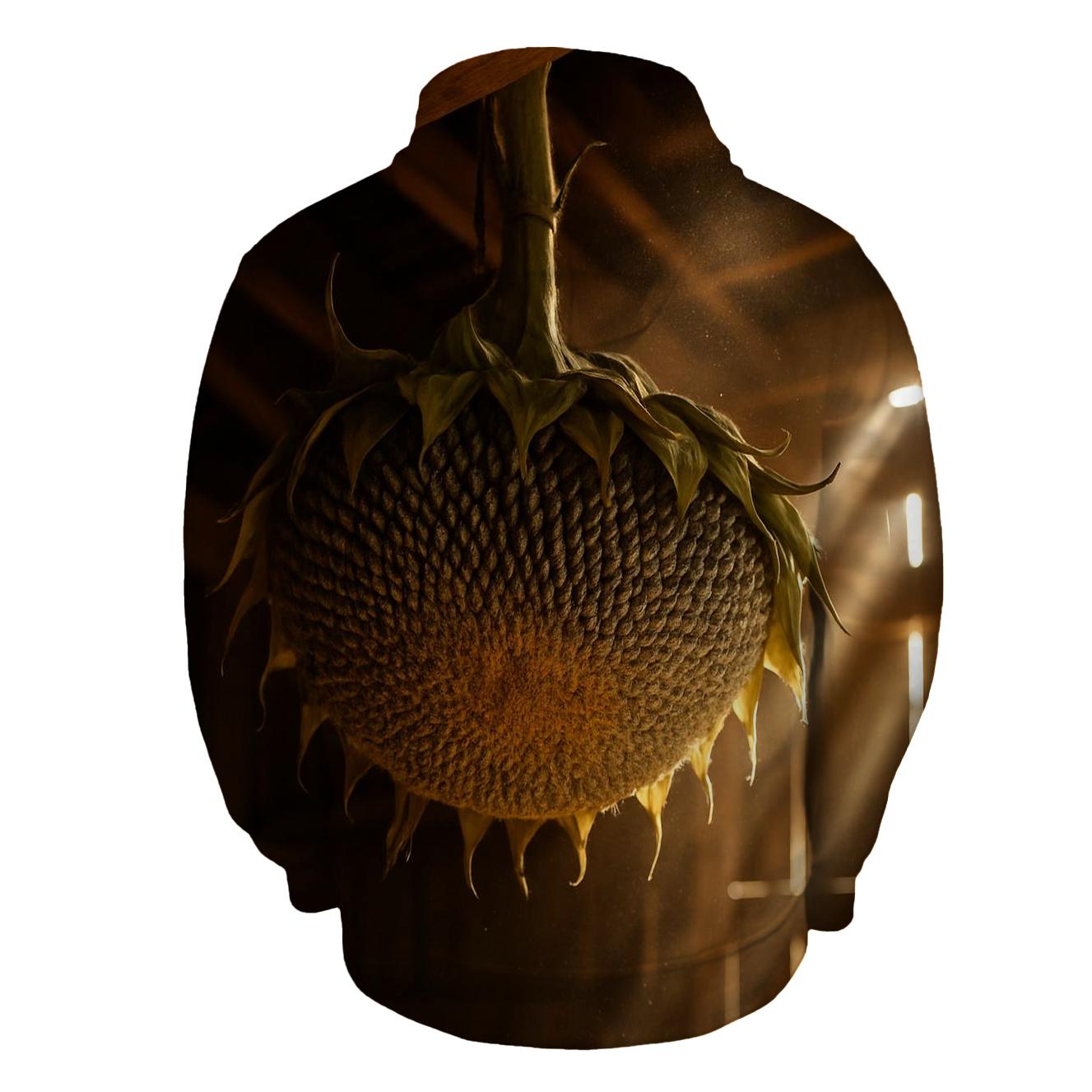 Sunflower Head With Pollinator Traces In A Drying Barn hoodie styles