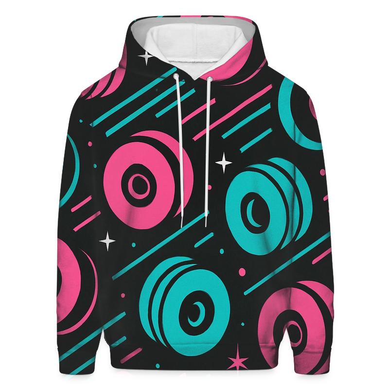 Neon Roller Rink Geometry premium hoodies
