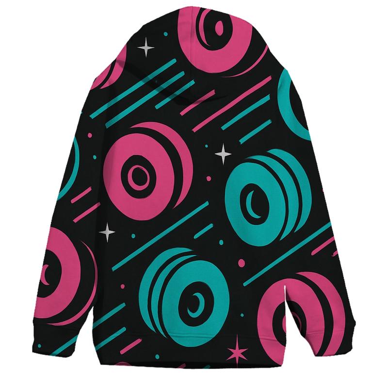 Neon Roller Rink Geometry premium hoodies