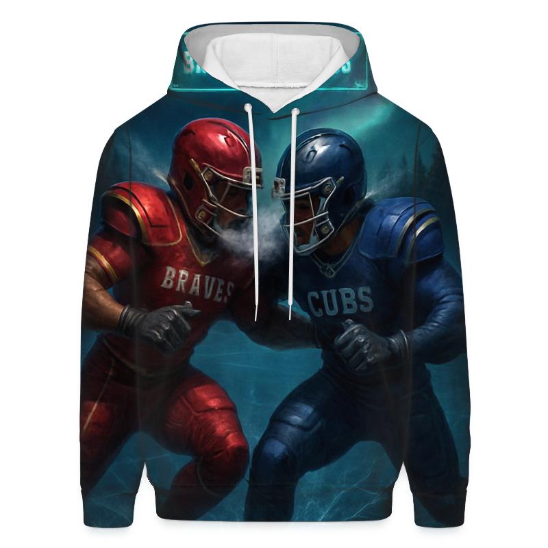 Frozen Gridiron Clash On An Icy Lake graphic hoodies