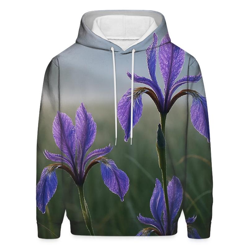 Wild Iris Survey In A Mountain Fen embroidered hoodies