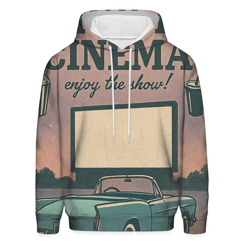 Weathered 1950s Drive In Movie Night Poster lightweight hoodies