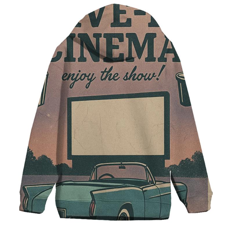 Weathered 1950s Drive In Movie Night Poster lightweight hoodies