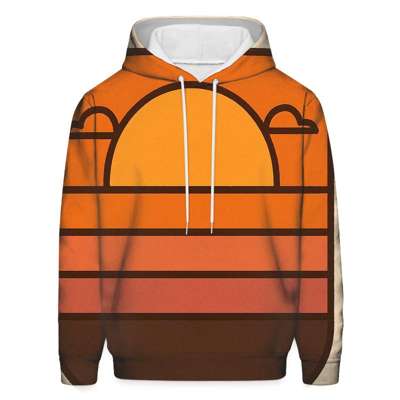 Sunset Horizon Stripe Badge zip-up hoodies